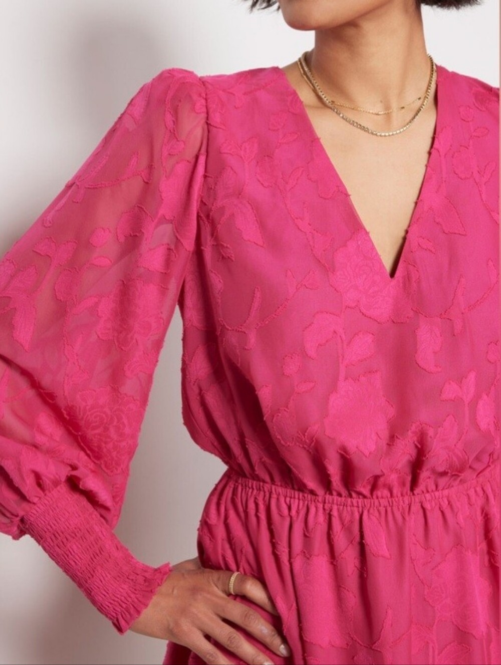 $128 EVEREVE Small Floral Shoshanna Penelope Dress Pink Fuschia - Picture 4 of 10